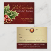 ホリー輝くベリークリスマスギフト証書 割引カード (正面/裏面)