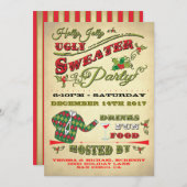 ホリー醜すてきいセーターホリデーパーティー招待状 招待状 (正面/裏面)