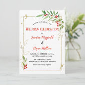 ホリー離れベリーフレームクリスマス | ウェディング 招待状 (スタンド正面)