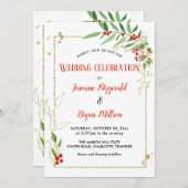 ホリー離れベリーフレームクリスマス | ウェディング 招待状 (正面/裏面)