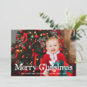 ホリー魅力的タイポグラフィメリークリスマスフォト シーズンカード (スタンド正面)