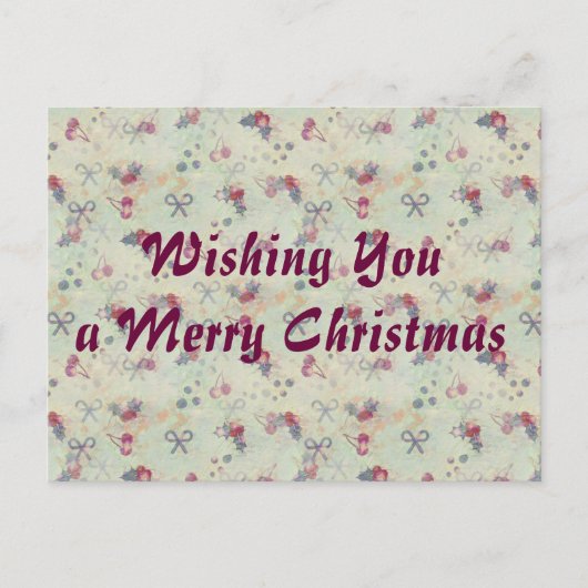 ホリー、さくらんぼと弓クリスマスポストカード シーズンポストカード (正面)