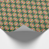 ホリー・アンド・キャンドル クリスマス ギフト包装紙: ゴールド効果 ラッピングペーパー (角)