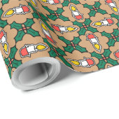 ホリー・アンド・キャンドル クリスマス ギフト包装紙: ゴールド効果 ラッピングペーパー (ロールコーナー)