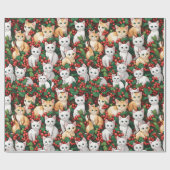 ホリー・クリスマスの子猫 ラッピングペーパー (フラット)