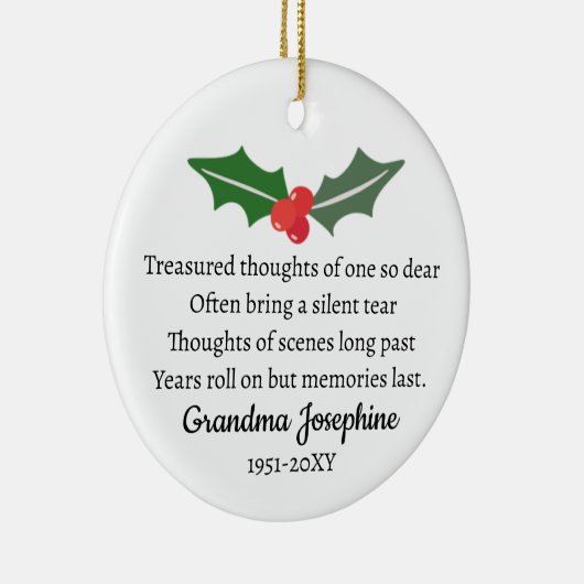 ホリー・クリスマスメモリアルパーソナライズされた写真 セラミックオーナメント (右)