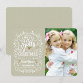 ホリー·グすてきレイジュ&ホワイト·クリスマス·フォトカード シーズンカード (正面/裏面)