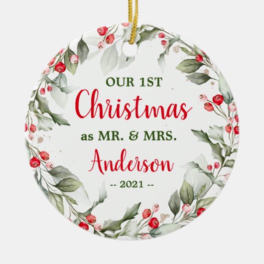 ホリー・グリーン |フォトクリスマスセラミックオーナメント セラミックオーナメント (正面)