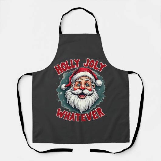 ホリー・ジョリーおもしろいサンタ節のクリスマス エプロン (正面)