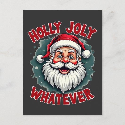 ホリー・ジョリーおもしろいサンタ節のクリスマス ポストカード (正面)