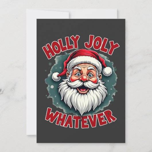 ホリー・ジョリーおもしろいサンタ節のクリスマス 招待状 (正面)