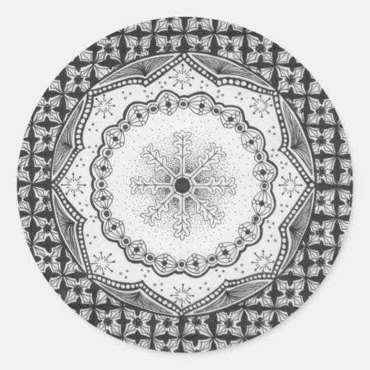 ホリー&スノーフレーク・ラウンドステッカー ラウンドシール (正面)