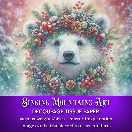 ホリー&パインデクページ付きクリスマスポーラーベア 薄葉紙