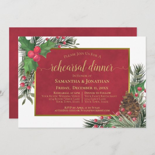 ホリー&パインホリディーズ結婚リハーサルディナー 招待状 (正面/裏面)