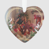 ホリー&パイン金ゴールドフレームファミリーフォト両面 オーナメント (正面)