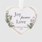 ホリー&パイン金ゴールドフレームファミリーフォト両面 オーナメント (裏面)