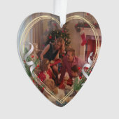 ホリー&パイン金ゴールドフレームファミリーフォト両面 オーナメント (正面)