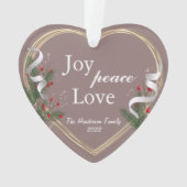 ホリー&パイン金ゴールドフレームファミリーフォト両面 オーナメント (裏面)