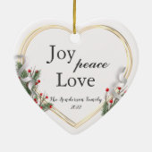 ホリー&パイン金ゴールドフレームファミリーフォト両面 セラミックオーナメント (裏面)