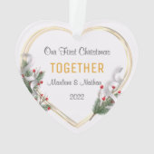 ホリー&パイン金ゴールドフレーム写真1クリスマス一緒 オーナメント (裏面)