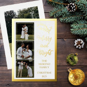 ホリー |ベリーのクリスマス4メリー写真と明るい 箔シーズンカード