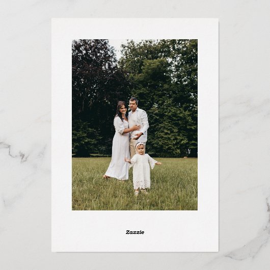 ホリー |ベリーのクリスマス4メリー写真と明るい 箔シーズンカード (裏面)