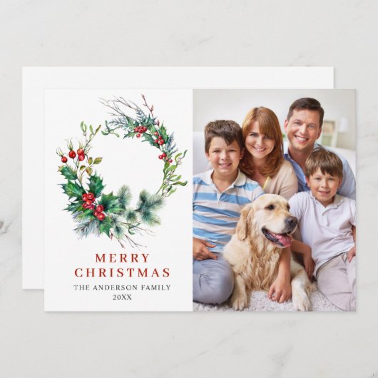 ホリー・ベリーのリース　クリスマス・グリーティング写真 シーズンカード (正面/裏面)