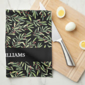 ホリー&ベリーオンブラックホリデークリスマス キッチンタオル (四つ折り)