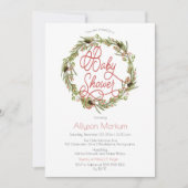 ホリー |ベリーパインリースホリデーベビーシャワー 招待状 (正面)