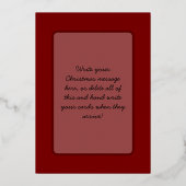 ホリー&ベリーフェスティバルレッド&金ゴールドクリスマス 箔シーズンカード (裏面)