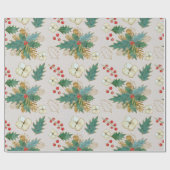 ホリー、ベリー、クリスマスバラ ラッピングペーパー (フラット)