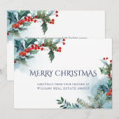 ホリー・ベリー・クリスマス・ミスルトゥー・コーポレート・グリーティング シーズンカード (正面/裏面)