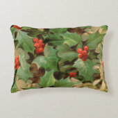 ホリー ベリー グリーンナリー クリスマス ホリデー ヴィンテージ アクセントクッション (正面)