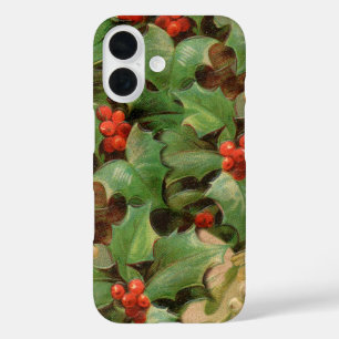ホリー ベリー グリーンナリー クリスマス ホリデー ヴィンテージ iPhone 16ケース