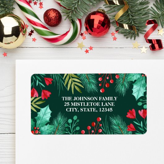 ホリー、ベリー、グリーン離れの水色 ラベル