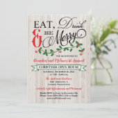 ホリー、ベリー、ドリンク食べ、およびベーメリースのパーティー 招待状 (スタンド正面)