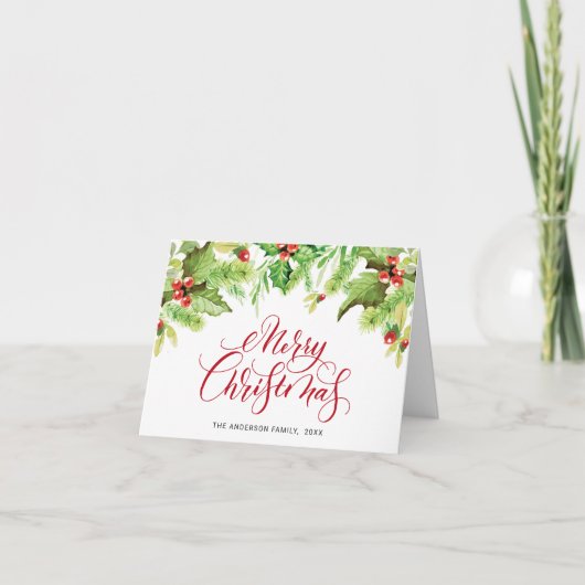 ホリー ベリー ミストルテートのクリスマス グリーティング シーズンカード (正面)