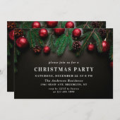 ホリー ベリー 松ぼっくり 枝 クリスマス パーティー 招待状 (正面/裏面)