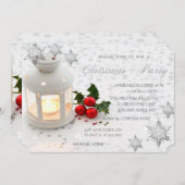 ホリー・ベリー、雪の結晶、星、企業のパーティー 招待状 (正面/裏面)