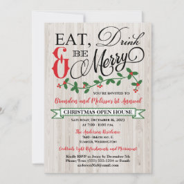 ホリー、ベリー、食べて、飲んで、楽しいパーティを 招待状