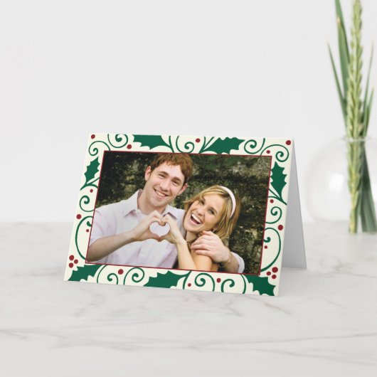 ホリー ホリデー フォト グリーティング カード (正面)