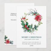 ホリー ポインセチア リース クリスマス 法人 (正面/裏面)