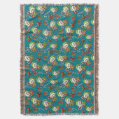 ホリー、リース、ペパーミント付きクリスマス小妖精や小人 スローブランケット (正面縦)