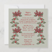 ホリー&レッドリボンオフィスクリスマスパーティー招待 招待状 (裏面)