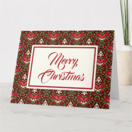 ホリー、赤い実とリボン ダウンロード可能なビンテージ カード