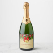 ホリー、金の鐘と雪の結晶クリスマスワイン スパークリングワインラベル (正面)