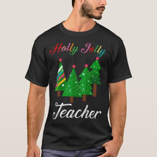 ホリーNサンタすてきクリスマス先生おもしろいクリスマス Tシャツ (正面)