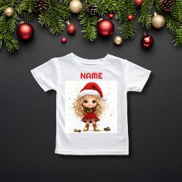 ホリ予測できなー名前をカスタムする付きクリスマスガール Tシャツ