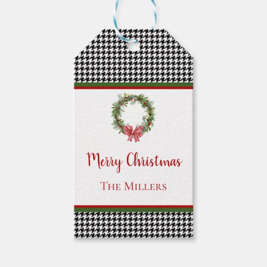 ホリ千鳥格子の縁どデーギフトラベル ギフトタグ (正面)