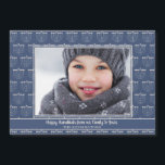 ホリ素朴デーブルーホワイト（ユダヤ教）メノラーハヌカー写真<br><div class="desc">Holiday Blue White素朴 Photo Magnetic Cardハヌカーのメノラのフェスティバルパターンと、あなたの文字と写真を特集カスタム。家族や友人のための永続的な記憶！</div>